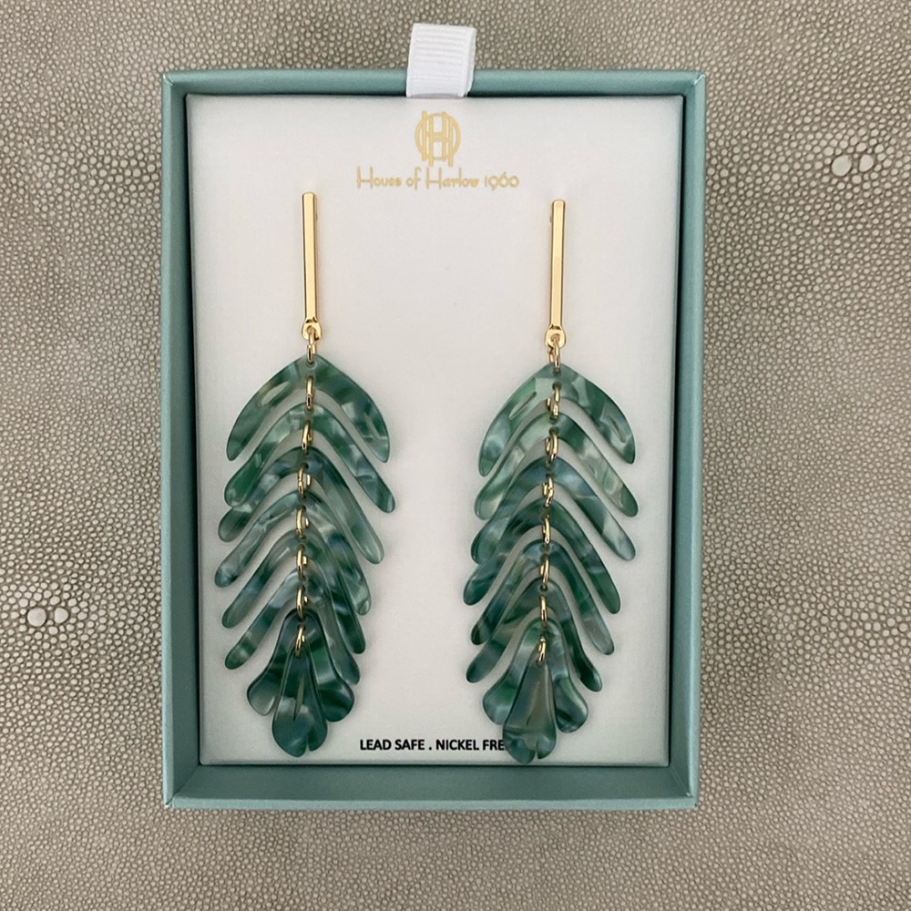 House of Harlow 1960 Earrings Green New